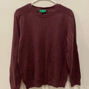 Mens Dip Long Sleeve Crew Neck Sweatshirt Burgundy Red Size L